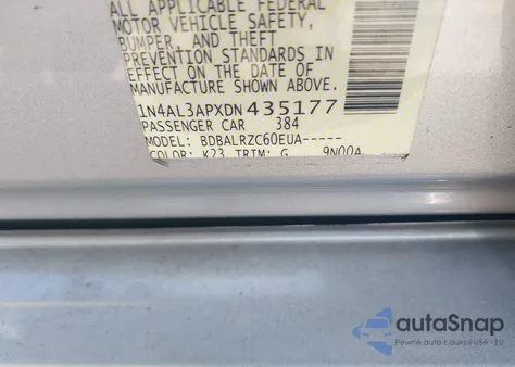 2013 Nissan Altima 2.5/S/Sv/Sl z USA, uszkodzony, nr VIN 1N4AL3APXDN435177